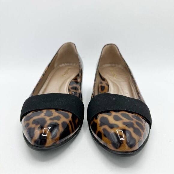 BeautiFeel Animal Print Patent Leather Kitten‎ Heel Pumps w/Elastic Accent 6.5 - Picture 5 of 14